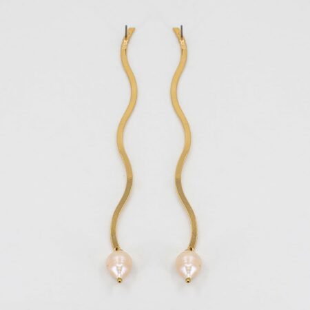 Ariel Metal Pink Pearl Large Earrings